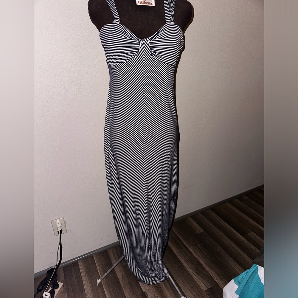 Striped Navy and White Square-Neck Tank Top
